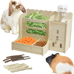How Our Small Pets Enjoy Less Mess with This Wooden Hay Feeder